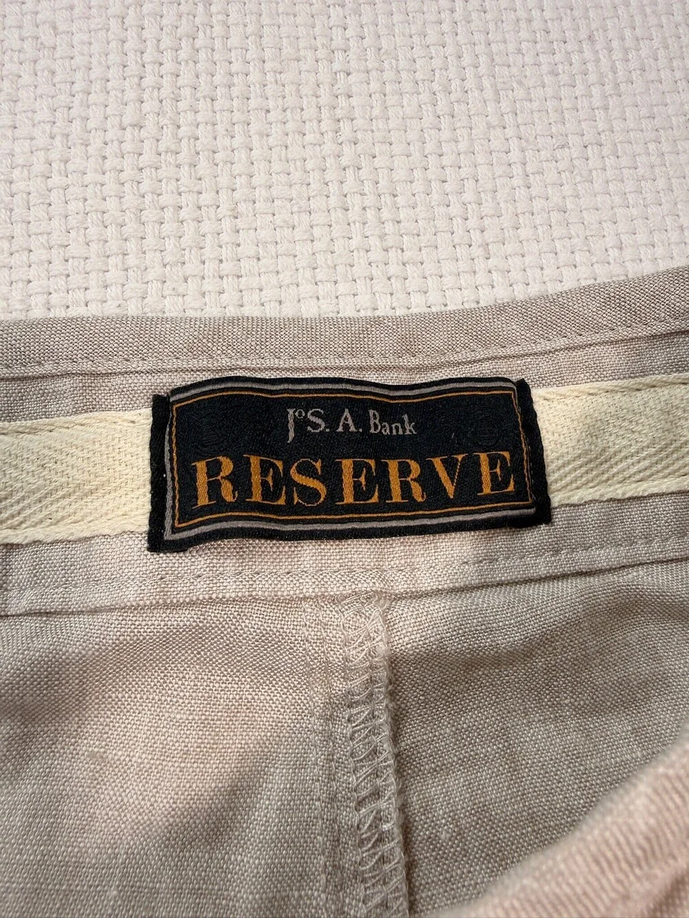 Jos A Bank Reserve Heather Tan Linen Pants Sz 35x30
